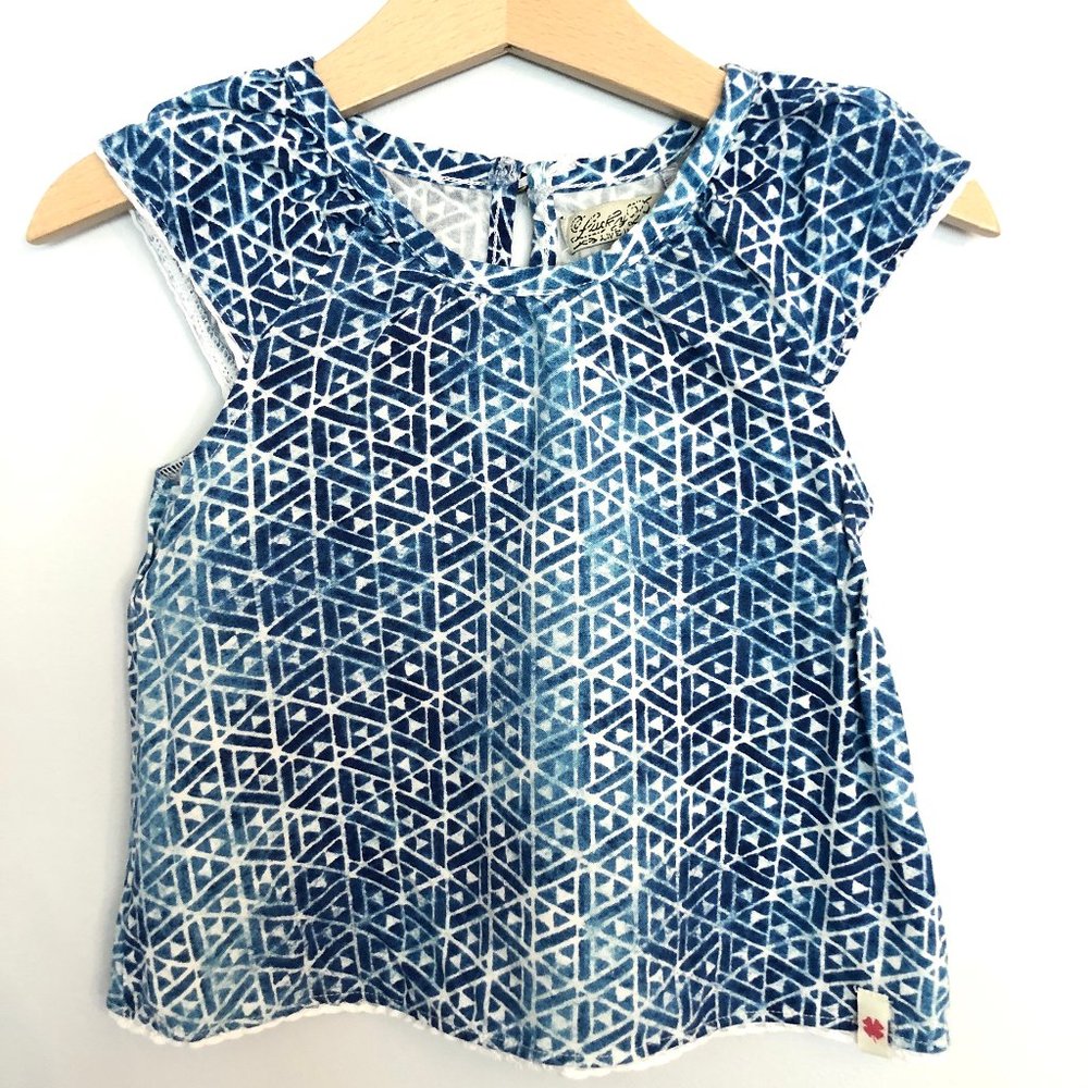 Lucky Brand Top with Washed Out Batik-Style Print